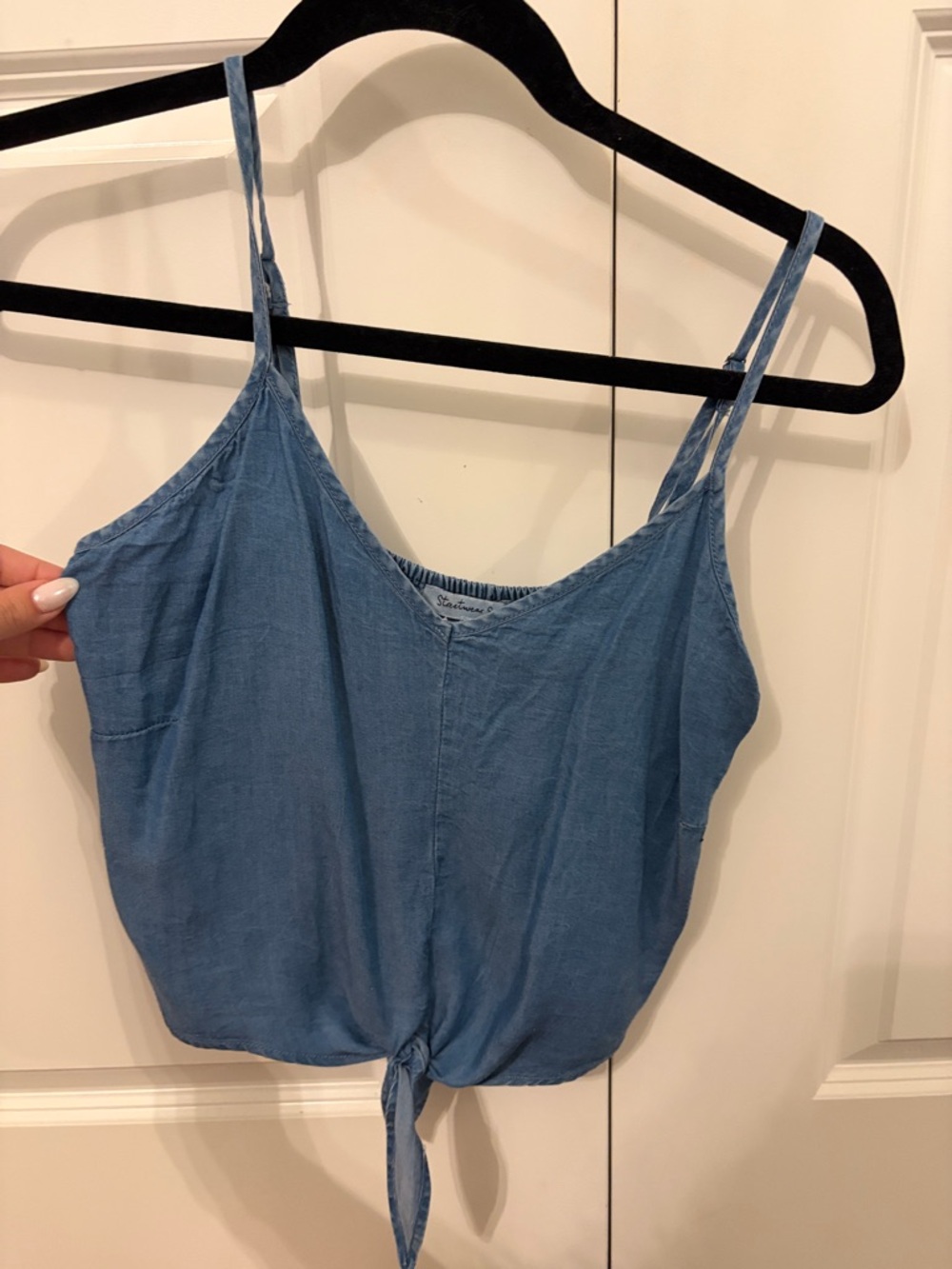 Streetwear Society Blue Tie-Front Spaghetti Strap Camisole